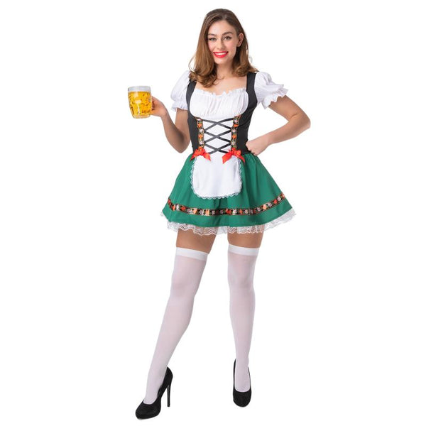 green emerald velvet dress Skeleteen Oktoberfest Beer Girl Costumes main image 0