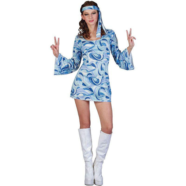 Bristol Novelty Costume Hippie Flower Power Pour Fille - Robe Et Serre-tête - Taille M (40-42)