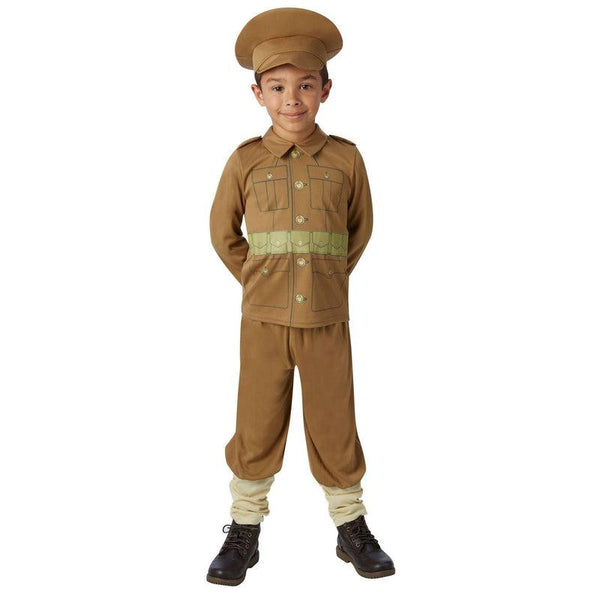 Boys WW1 Soldier Costume World War Historical Army Fancy Dress Outfit