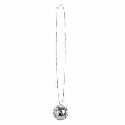 Silver disco hot sale ball necklace