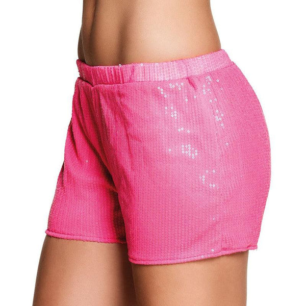 Ladies Neon Sequin Hot Pants 80s Dance Shorts Fancy Dress Costume