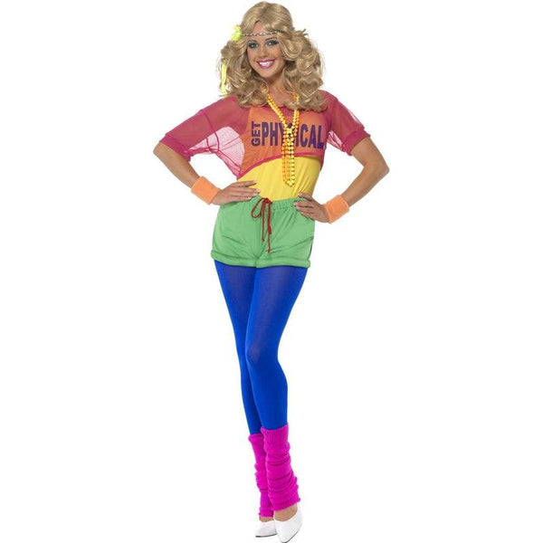 Lets Get Physical 80s Ladies Womens Fancy Dress Costume Olivia Dance Outfit