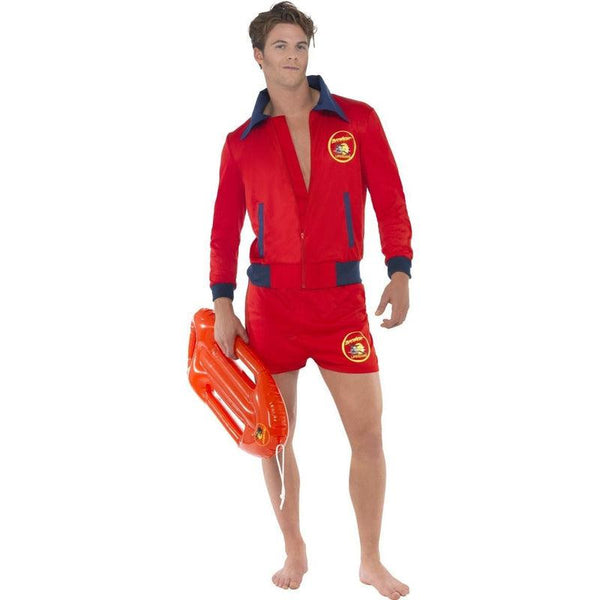 Ladies 80's Lifeguard Beach Bay Costume - New Red & Yellow Life Saver Outfit