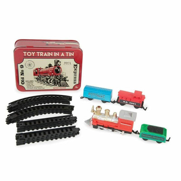 Miniature 16 Piece Toy Train In A Tin Mini Trainset Playset Xmas Gift