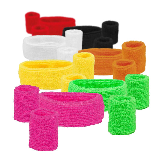 80s Neon Headband & Wristband Sweatband Set - Boland Adult Fancy Dress
