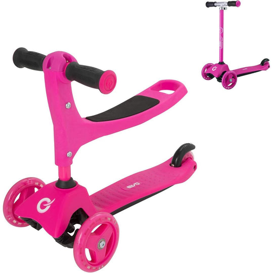 Evo 3 in 1 Cruiser Toddler Ride On & Scooter - Pink