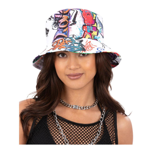 90s Graffiti Bucket Hat - Smiffys Adult Fancy Dress
