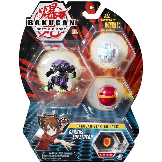 Bakugan Battle Planet Action Figure Starter Pack - Darkus Lupitheon (3 Pack)