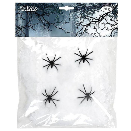 Boland Cobweb with 4 Spiders Halloween Party Decoration