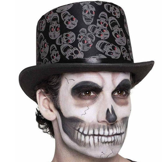 Boland Day of The Dead Skull Top Hat Adult Halloween Fancy Dress