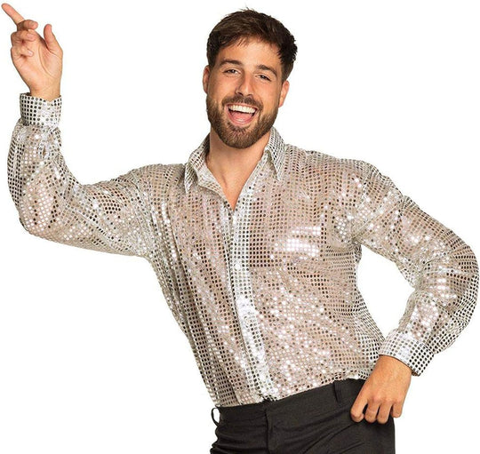 Boland Disco Party Shirt Men's Fancy Dress - Silver