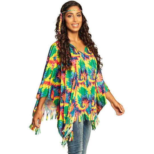 Boland Hippie Poncho with Headband Adult Fancy Dress
