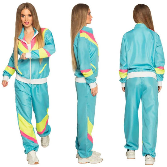 Boland Retro Babe Shell Suit 80s Women's Fancy Dress Costume - Neon Blue