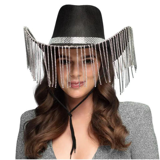 Boland Showgirl Cowboy Hat Women's Fancy Dress - Black