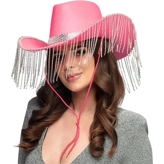 Boland Showgirl Cowboy Hat Women's Fancy Dress - Hot Pink