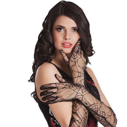 Boland Spiderweb Elbow Gloves Women's Halloween Fancy Dress