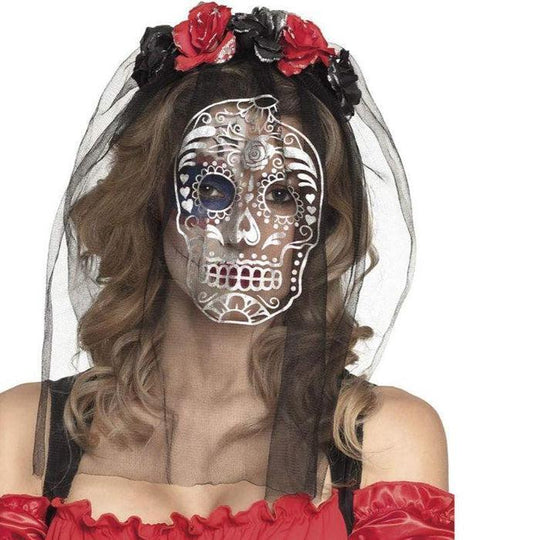 Boland Tiara La Calavera with Veil Day of The Dead Adult Halloween Fancy Dress