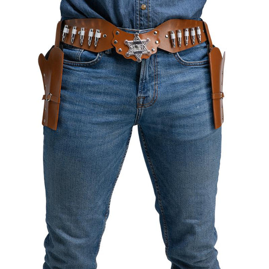Brown Cowboy Belt with 2 Holsters - Wicked Costumes Adult Fancy Dress