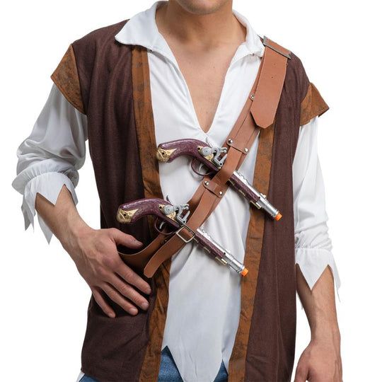 Double Pirate Holsters with Pistols - Wicked Costumes Adult Fancy Dress