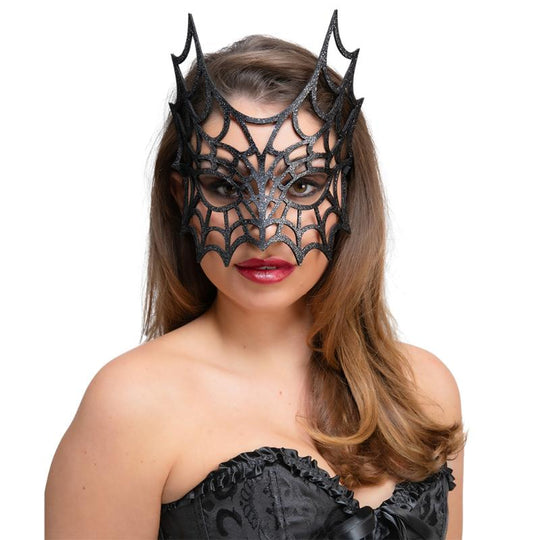 Glitter Spider Web Mask - Wicked Costumes Adult Fancy Dress Accessory