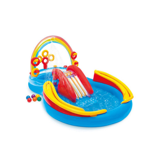 Intex Rainbow Ring Inflatable Play Centre Paddling Pool with Slide