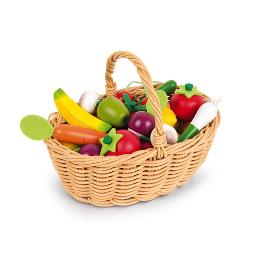 Janod Fruit & Vegetables Basket Pretend Play Set