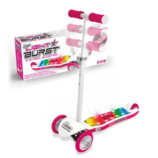 Ozbozz Light Burst 3 Wheel Scooter - Pink & White