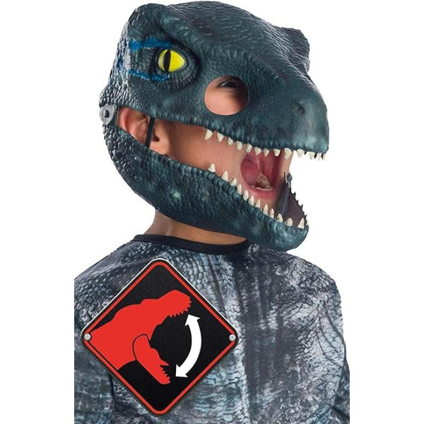Blue Raptor Mask Rubies Blue Velociraptor Jurassic World Dinosaur Mask with Movable Jaw ...