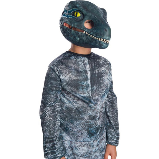 Rubies Blue Velociraptor Jurassic World Dinosaur Mask with Movable Jaw