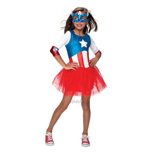 Rubies Captain America Metallic Girl's Fancy Dress Costume