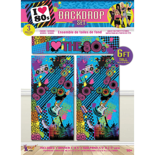 Rubies Forum I Heart 80s Backdrop Set Party Decoration