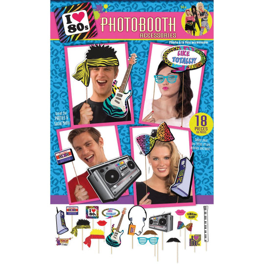 Rubies Forum I Heart 80s Photobooth Accessory Kit (18 Pieces)
