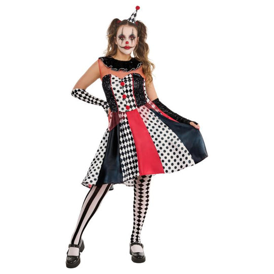 Rubies Monochrome Clown Dress Women's Fancy Dress Costume