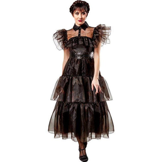 Rubies Wednesday Addams Netflix Rave n Dress Women's Fancy Dress Costume