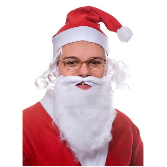 Santa Hat with Hair, Beard & Glasses - Wicked Costumes Christmas Fancy Dress