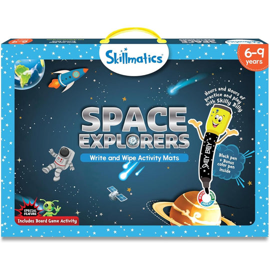 Skillmatics Write and Wipe Activity Mats - Space Explorers
