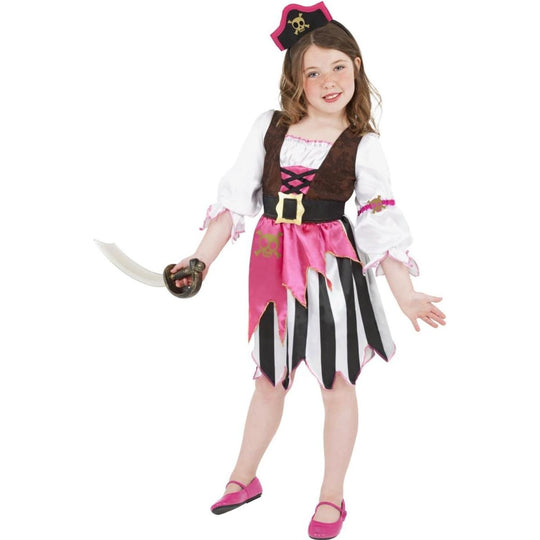 Smiffys Pink Pirate Girl's Fancy Dress Costume - Age 7-9