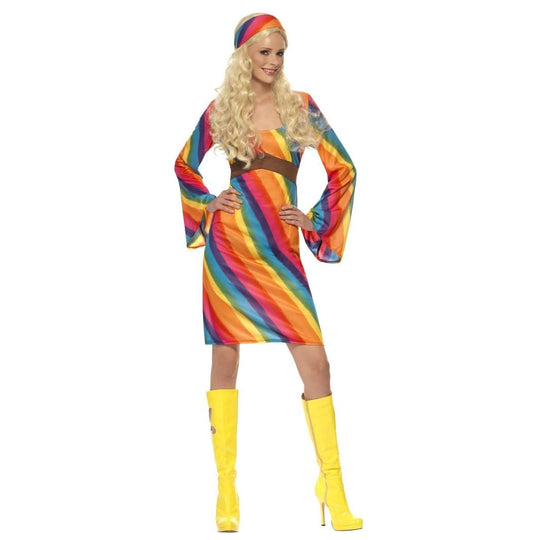 Smiffys Rainbow Hippie Women's Fancy Dress Costume