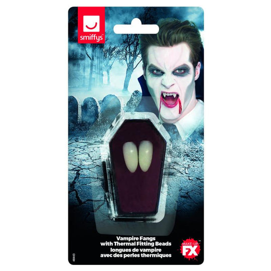 Vampire Fangs with Thermal Fitting Beads - Smiffys Adult Halloween Fancy Dress