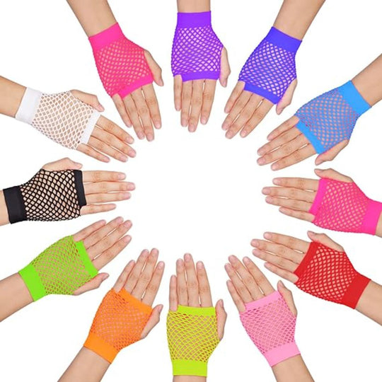 Wicked Costumes 80's Festival Neon Fingerless Net Gloves - Short