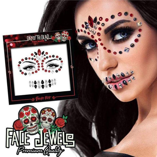 Wicked Costumes Fright Fest Day of the Dead Face Jewels Halloween Fancy Dress