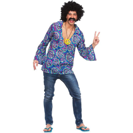 Wicked Costumes Funky Hippie Shirt Men's Fancy Dress