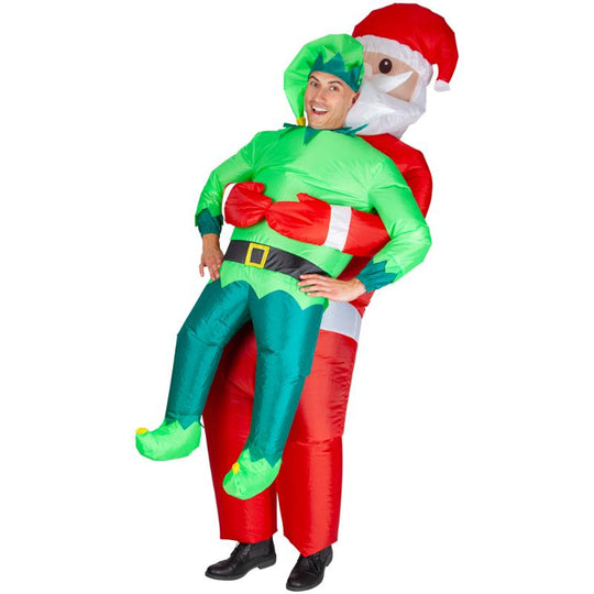 Wicked Costumes Inflatable Carry Me Santa & Elf Adult Fancy Dress Costume