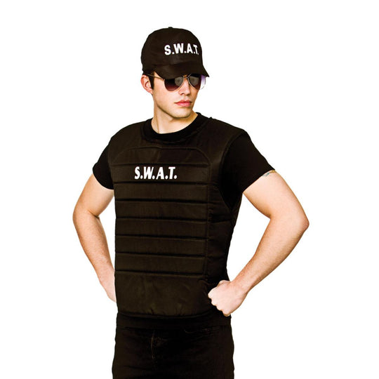 Wicked Costumes SWAT Police Vest & Cap Set Adult Fancy Dress