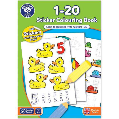1-20 Educational Counting Sticker Colouring Writing Book