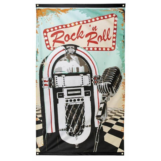 150cm x 90cm Rock N Roll Flag American Diner Party Banner