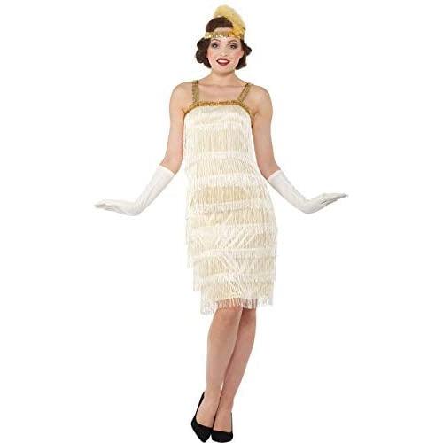 1920s Flapper Dress Gatsby Charleston Fancy Dress Costume Ivory