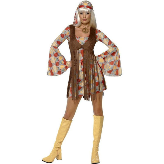 1960's Groovy Baby Hippy Ladies Fancy Dress Costume & Waistcoat