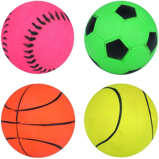 24 x Assorted Sports Pattern Hard Sponge Rubber Hi-Bounce Balls - Wholesale Box