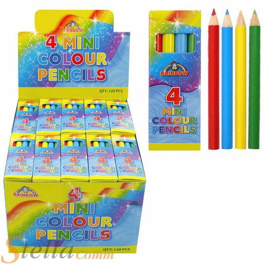 30 Packs Of 4 Kids Mini Colouring Wooden Pencils Party Bag Filler Art Craft Toy